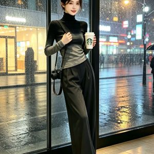 Gradient Turtleneck Slim Fit Knit Sweater for Women - Style 2b4438