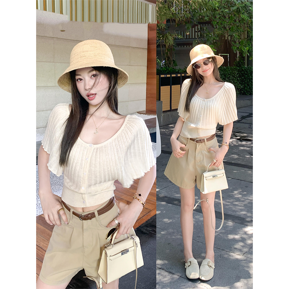New 2026 Summer 100% Wool Knit Top with Accordion Pleats and Round Neck - Image 5