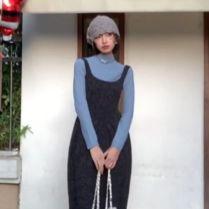 Sleeveless Knit Sweater Dress Set for Women - 2025 Autumn Party & Annual Meeting