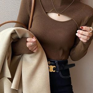 Women's Half Turtleneck Knit Base Layer Sweater for Spring Autumn Winter