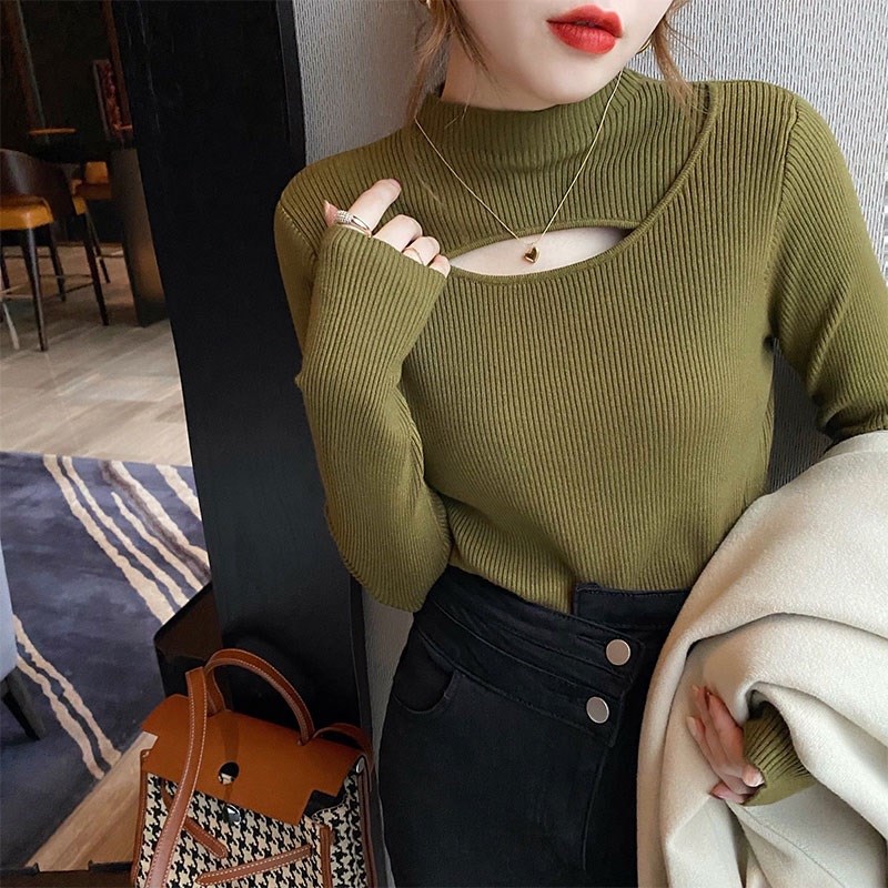 Women's Half Turtleneck Knit Base Layer Sweater for Spring Autumn Winter - Image 3