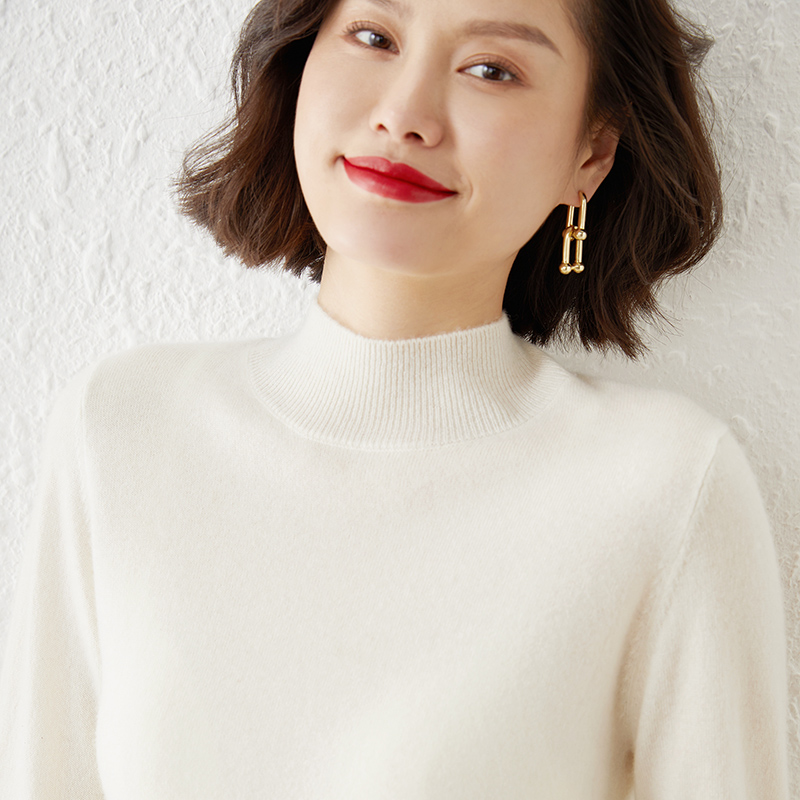 Women's Half Turtleneck Knit Sweater Loose Fit Plus Size Winter Thick Pullover - Image 2