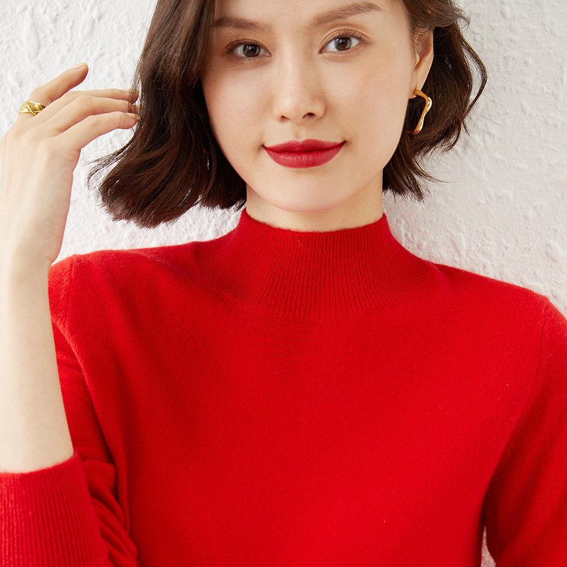 Women's Half Turtleneck Knit Sweater Loose Fit Plus Size Winter Thick Pullover - Image 3