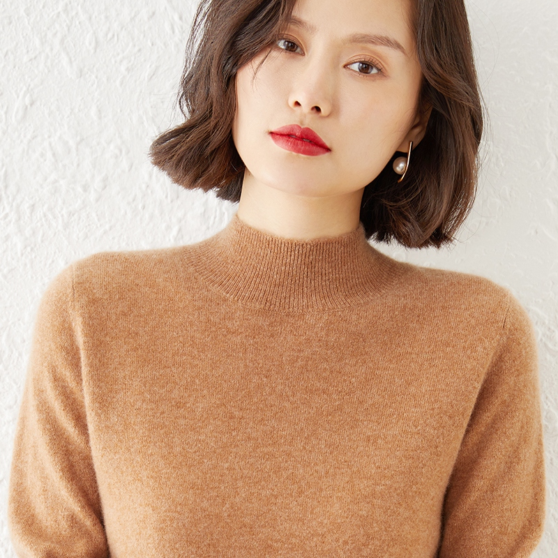 Women's Half Turtleneck Knit Sweater Loose Fit Plus Size Winter Thick Pullover - Image 5