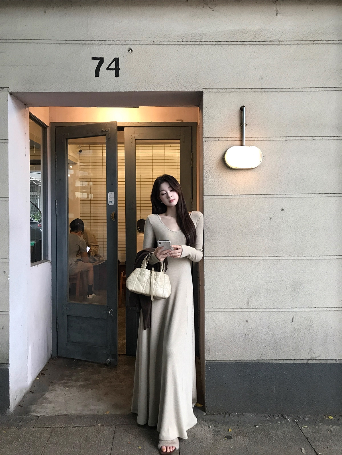 Women's Long Sleeve Knit Sweater Dress Set with Cardigan Jacket Fall Winter Lazy Style