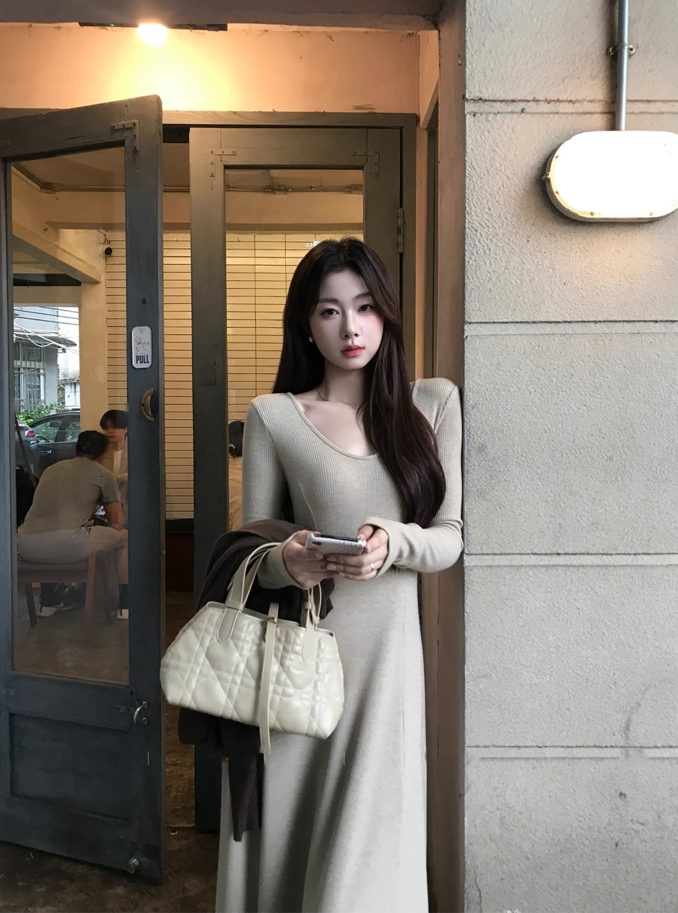 Women's Long Sleeve Knit Sweater Dress Set with Cardigan Jacket Fall Winter Lazy Style - Image 3