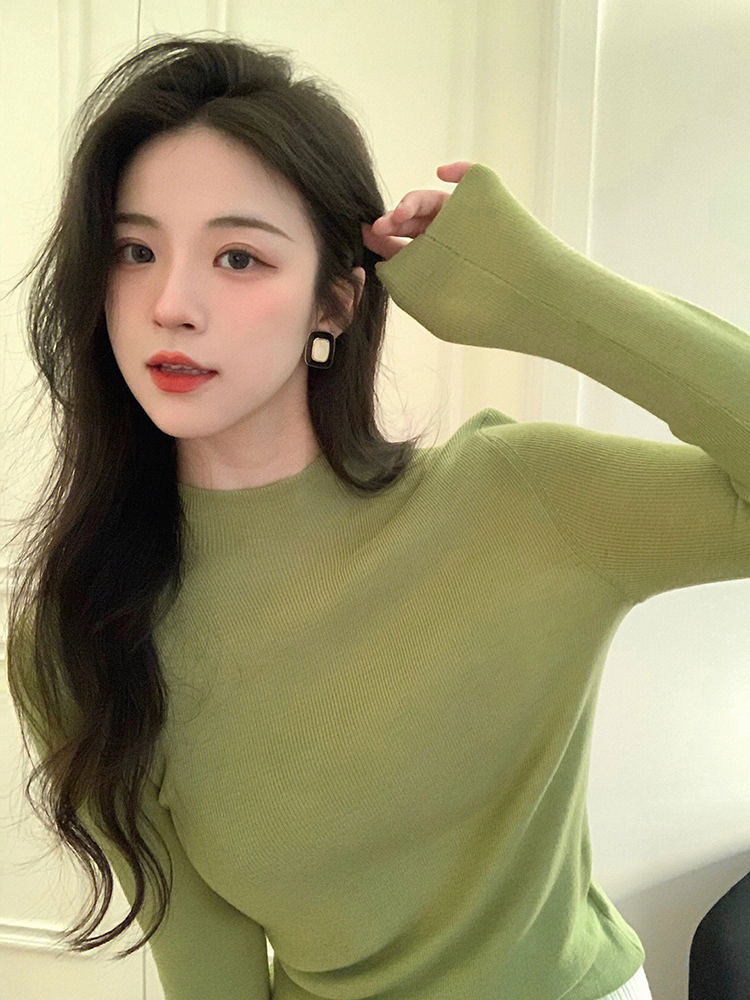 Women's Mock Neck Knit Sweater Slim Fit Base Layer Top