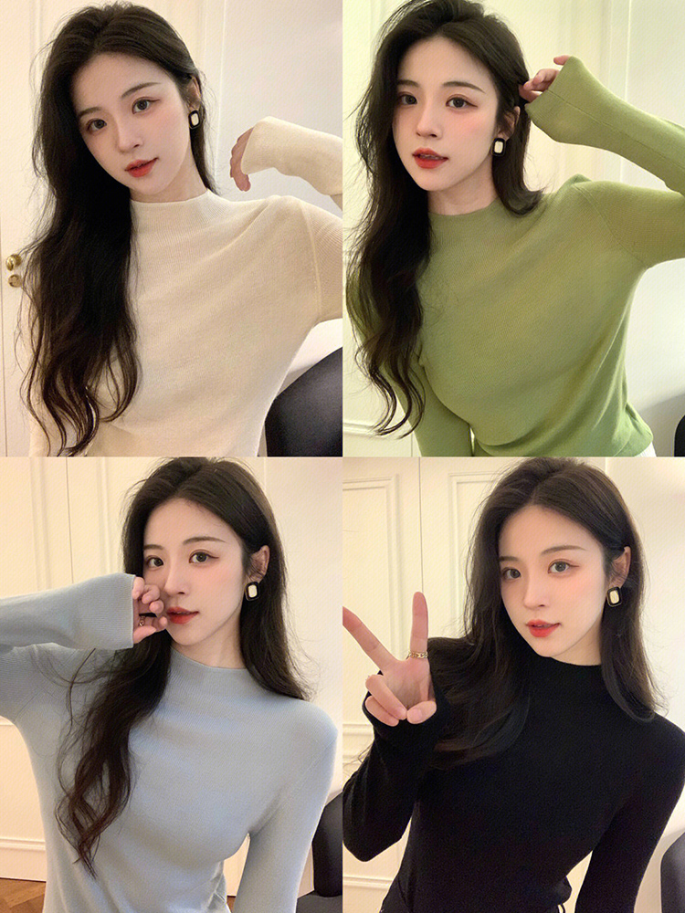 Women's Mock Neck Knit Sweater Slim Fit Base Layer Top - Image 2